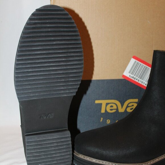NIB WOMEN'S TEVA SZ 11 MIDFORM CHELSEA LEATHER ANKLE BOOTS BLACK - Picture 6 of 6
